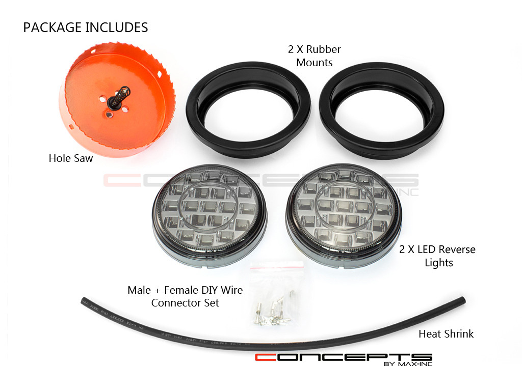 4" Universal Flush Mount LED Reverse Lights - Smoked Lens