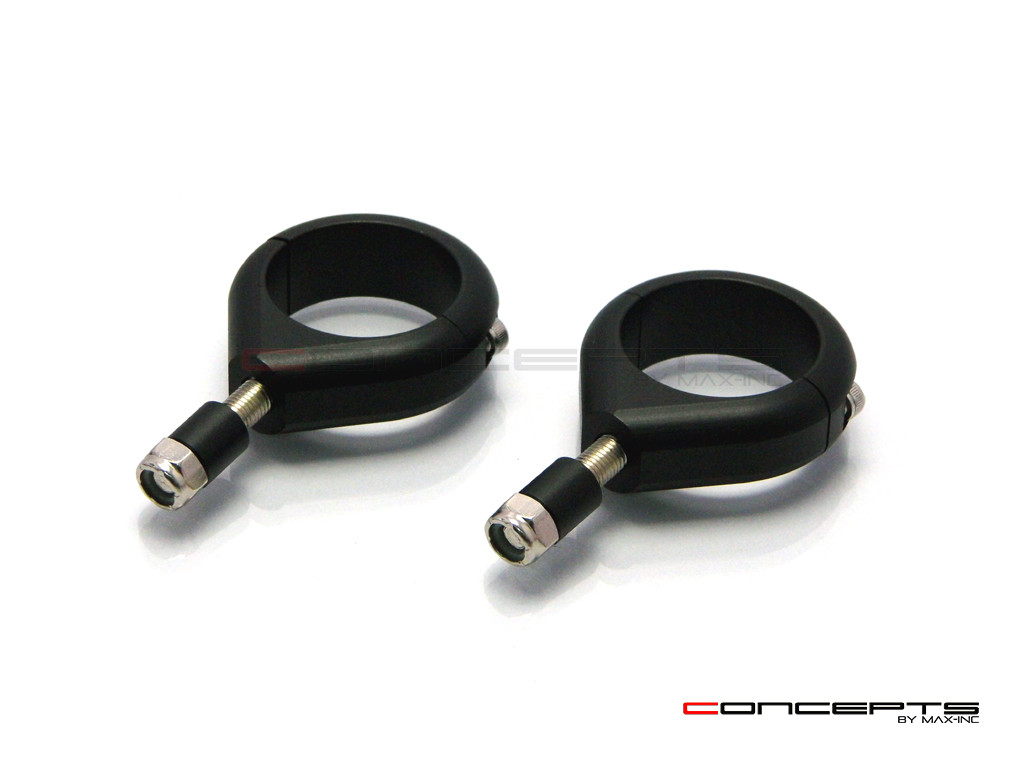 Black Harley Fork Relocation Turn Signal Billet Aluminium Brackets - 39mm