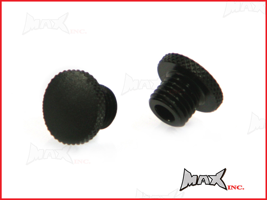 Black CNC Machined Billet Aluminium Threaded Mirror Block Off Plugs - 2 x M8 RH Threads