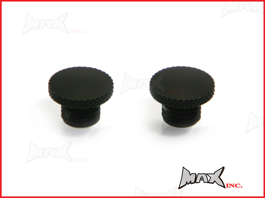 Black CNC Machined Billet Aluminium Threaded Mirror Block Off Plugs - 1 x M8 RH & 1 x M8 LH Thread