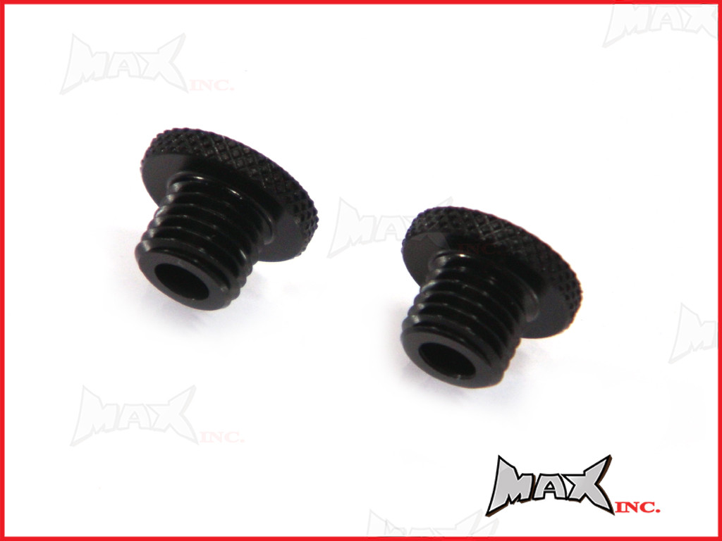 Black CNC Machined Billet Aluminium Threaded Mirror Block Off Plugs - 1 x M8 RH & 1 x M8 LH Thread