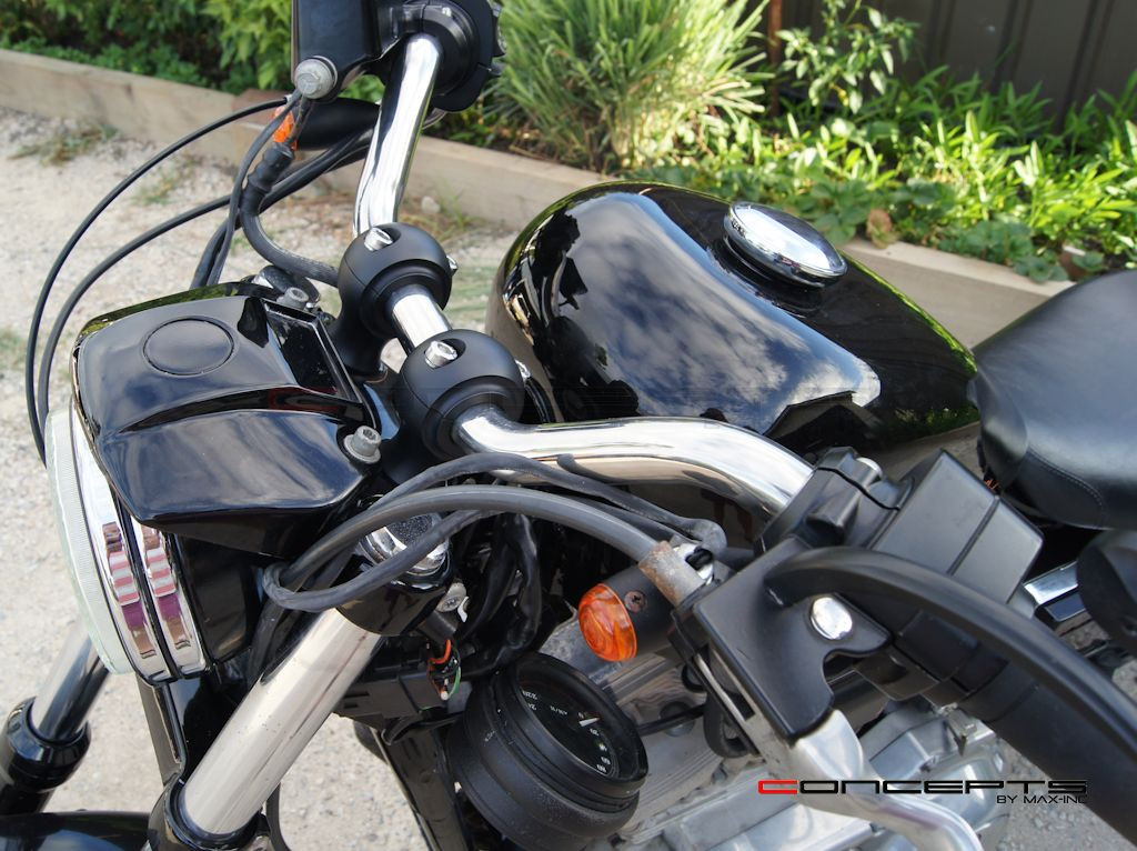 Matte Black Billet Aluminium Old School Harley Davidson Cafe Racer Risers - 1" 