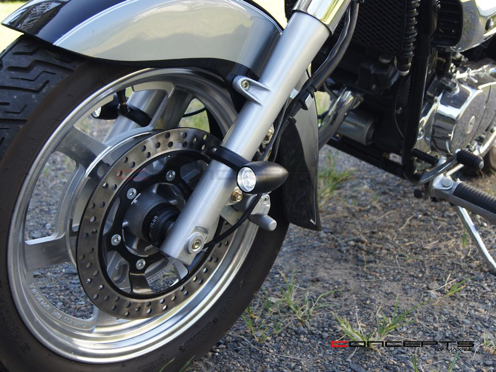 Matte Black Aluminium Bullet Spot / Fog Lights + Complete Wiring Kit + Fork Clamps - 44/45mm