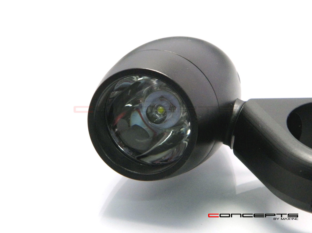 Matte Black Aluminium Bullet Spot / Fog Lights + Complete Wiring Kit + Fork Clamps - 50/51mm