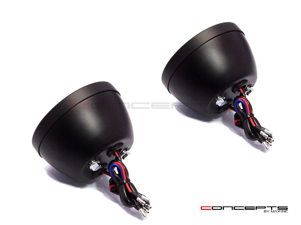 Pair Of Black Vintage Style Integrated LED Stop + Tail + Turn Signals - Smoked Lense