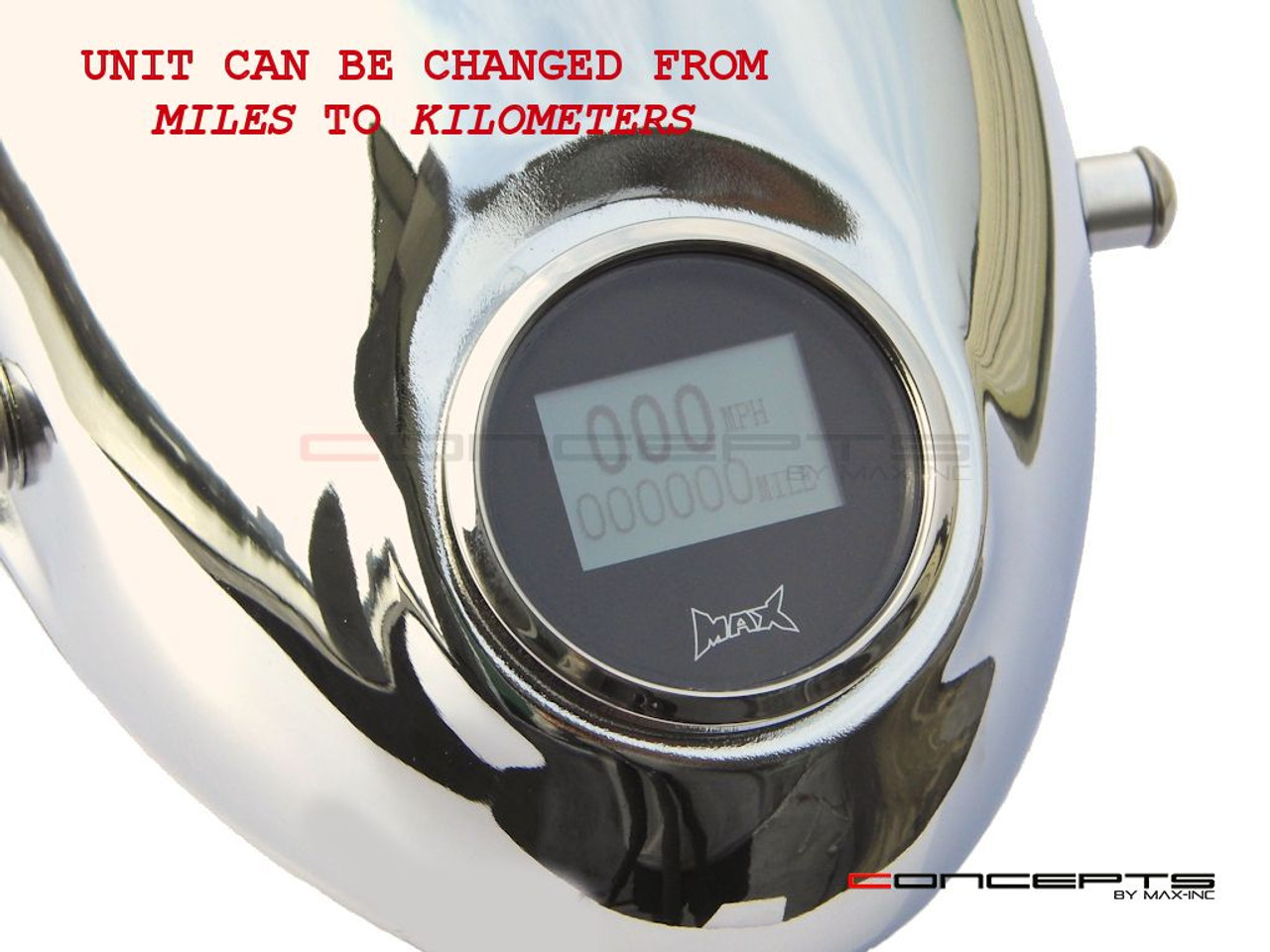 5.75" Vintage Style Chrome Metal Headlight + Integrated Digital GPS Speedometer