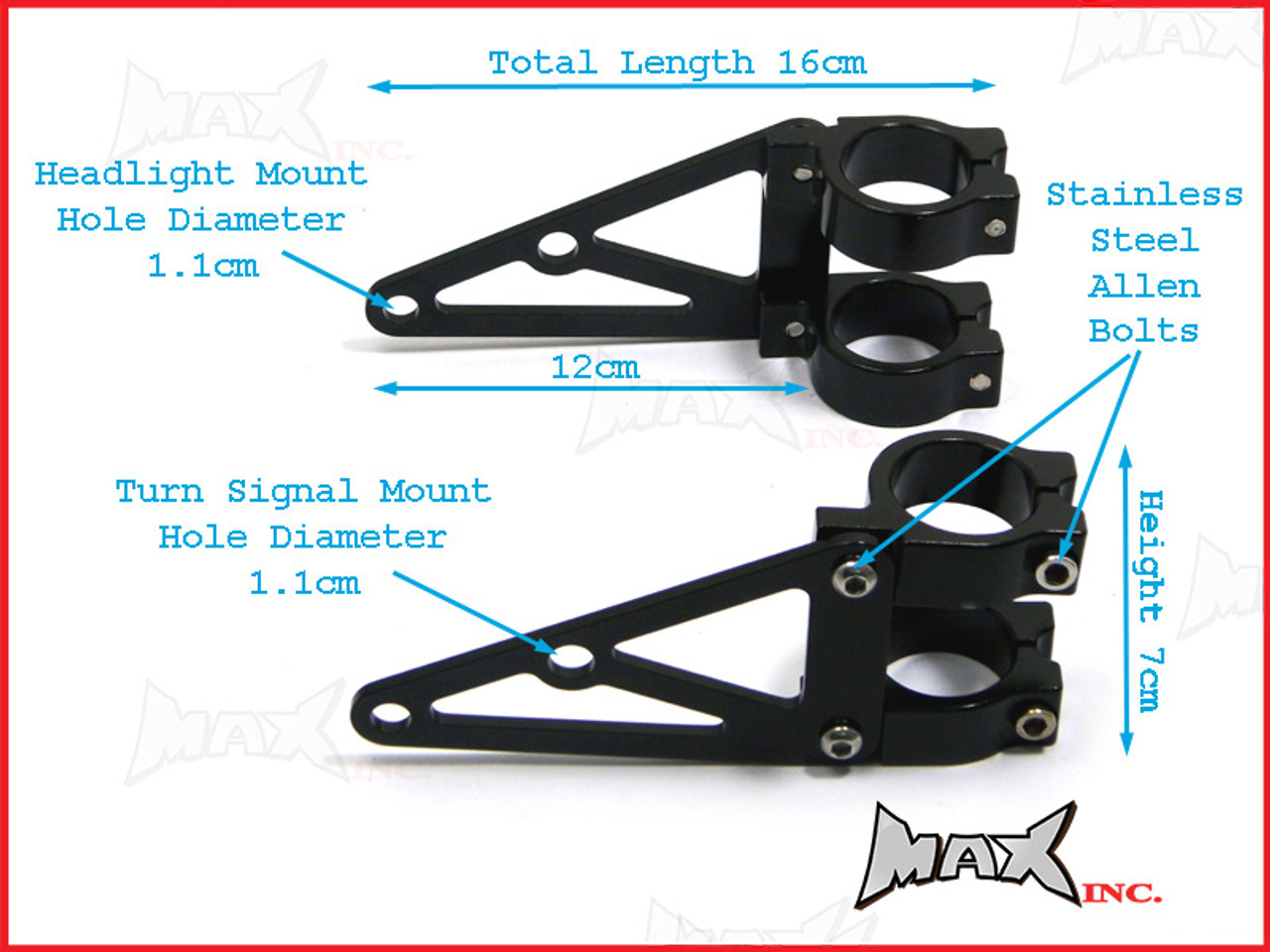 MAX High Quality CNC Machined Headlight Brackets - 58/59mm Diameter