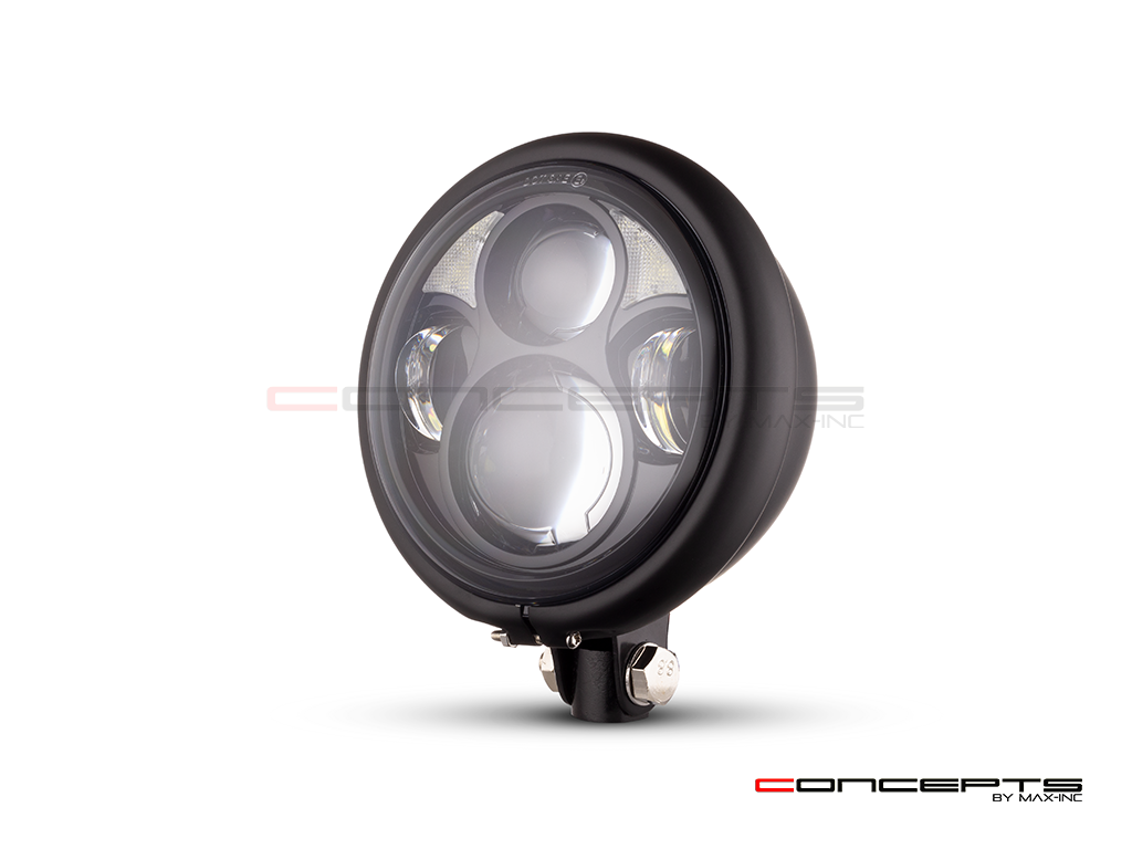 5.75" Bates Style LED Daymaker Matte Black Metal Headlight
