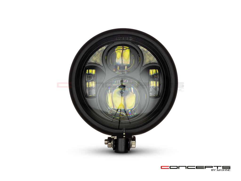 5.75" Bates Style LED Daymaker Matte Black Metal Headlight