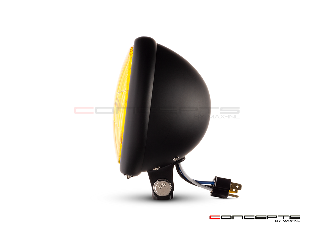 5.75" Bates Style Matte Black Metal Headlight - 12v / 40w Sealed Beam