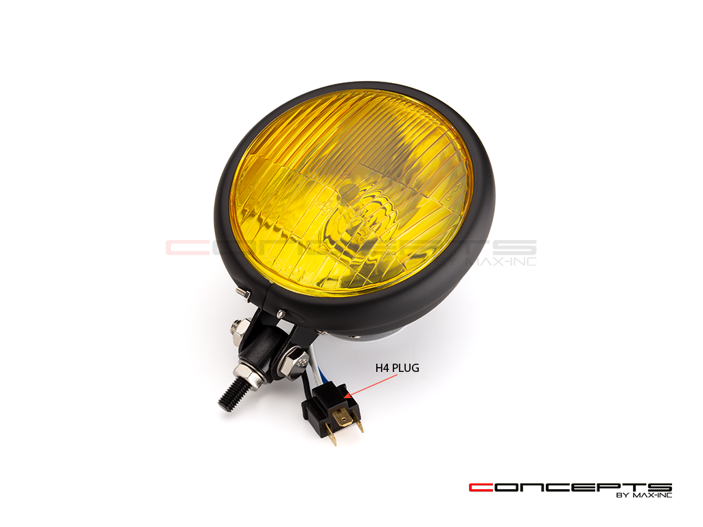 5.75" Bates Style Matte Black Metal Headlight - 12v / 40w Sealed Beam