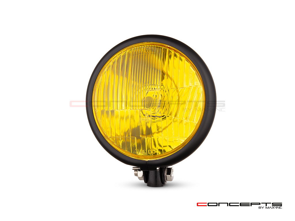 5.75" Bates Style Matte Black Metal Headlight - 12v / 40w Sealed Beam