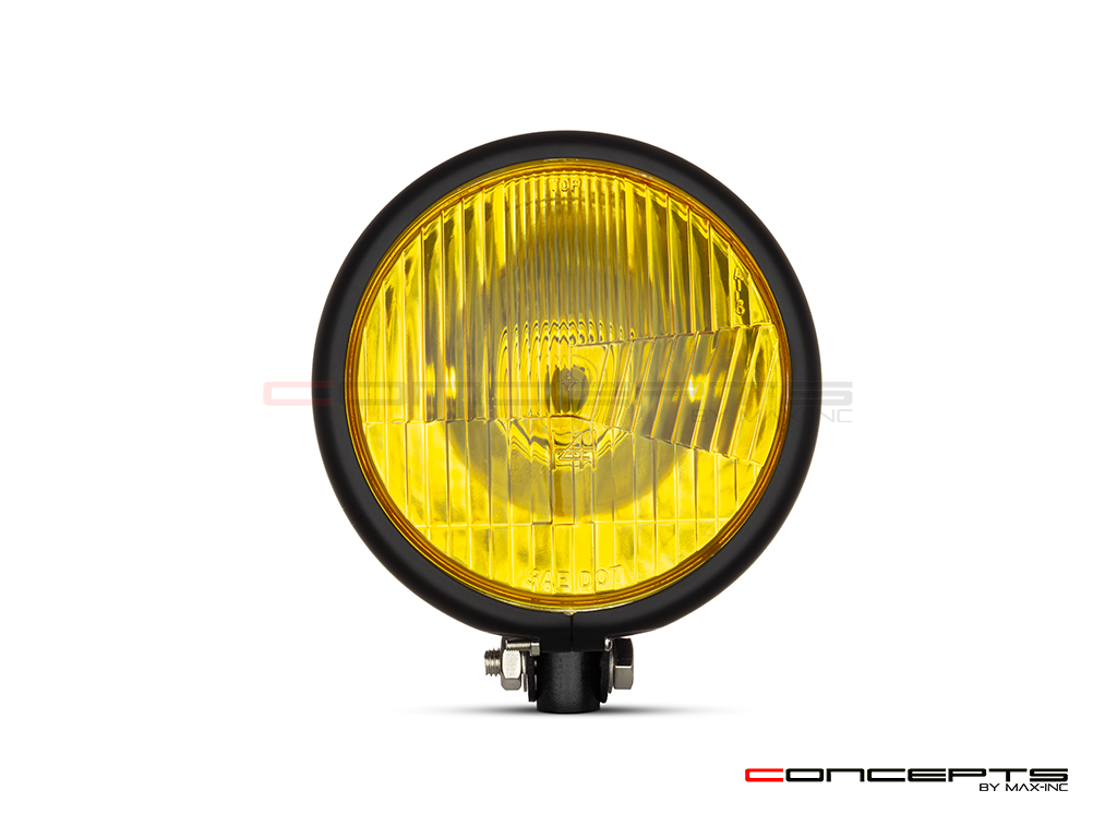 5.75" Bates Style Matte Black Metal Headlight - 12v / 40w Sealed Beam