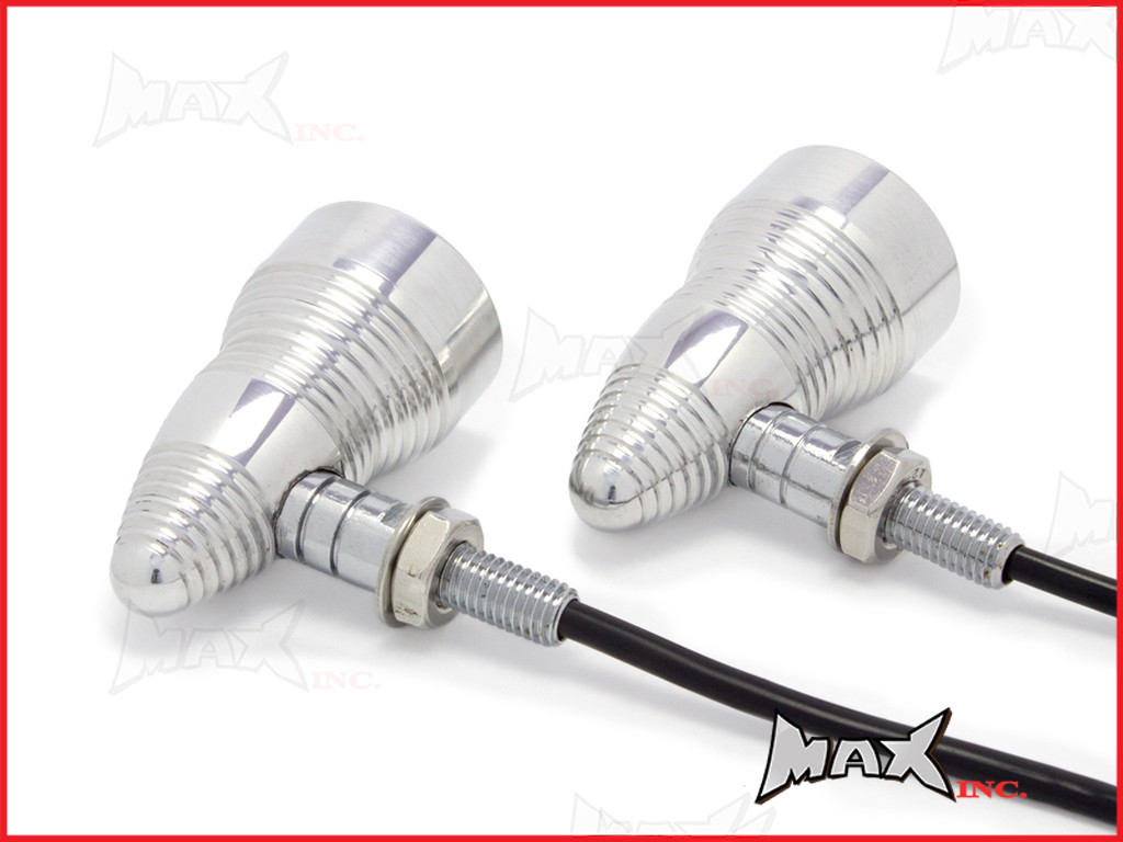 Polished Alloy Retro LED Turn Signals / Indicators - Smoked Lense
