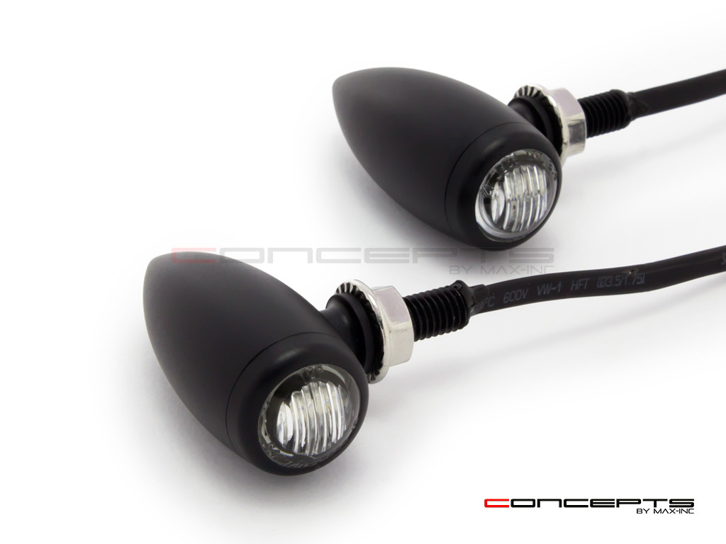 MAX Matte Black Machined Aluminium Micro Bullet LED Indicators / Turn Signals