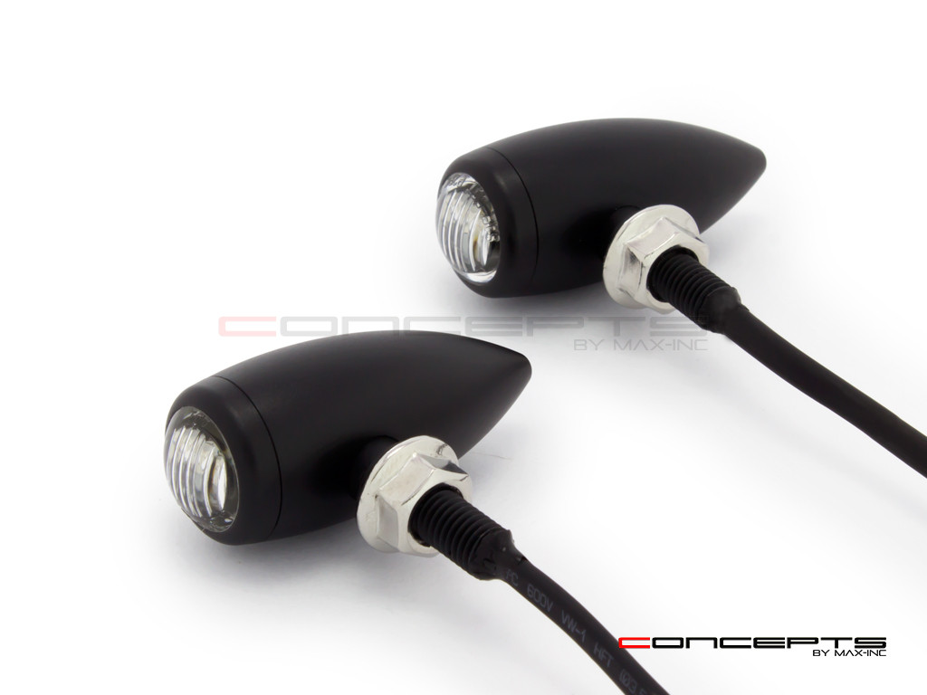 MAX Matte Black Machined Aluminium Micro Bullet LED Indicators / Turn Signals