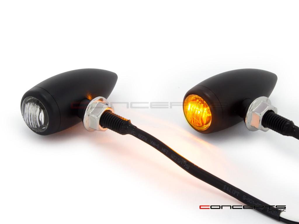 MAX Matte Black Machined Aluminium Micro Bullet LED Indicators / Turn Signals
