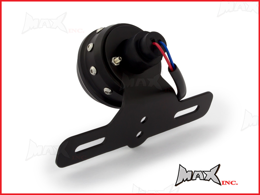 Matte Black Studded Retro Style LED Stop / Tail Light - Smoked Lens