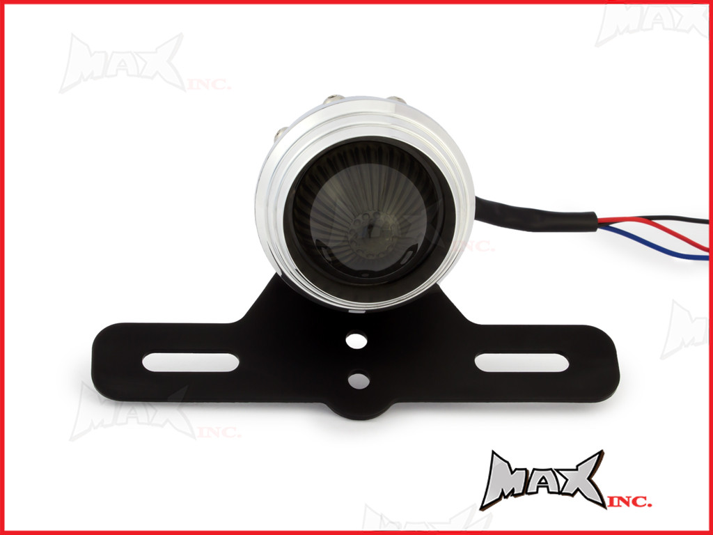 Polished Aluminium Studded Retro Style LED Stop / Tail Light - Smoked Lens