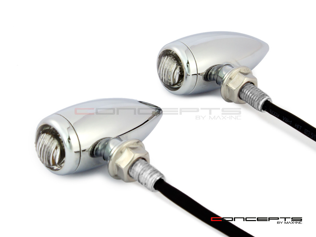 MAX Chrome Machined Aluminium Micro Bullet LED Indicators / Turn Signals