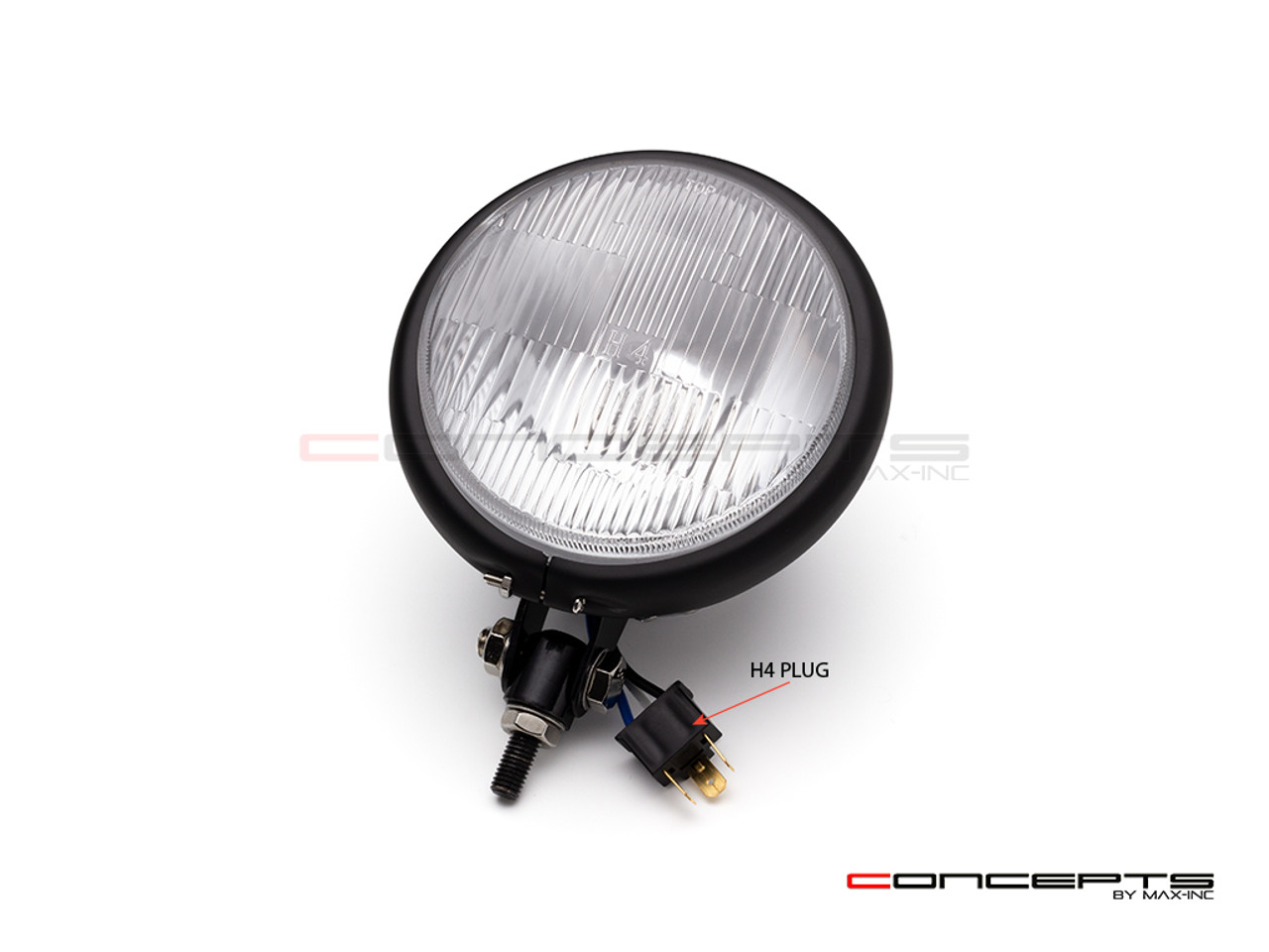 5.75" Bates Style Matte Black Metal Headlight - 12v / 55w