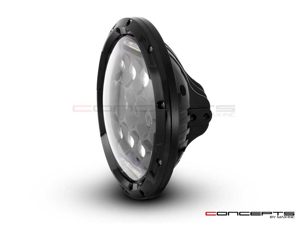 7" Black Multi Projector LED Headlight + DRL Insert - 75w