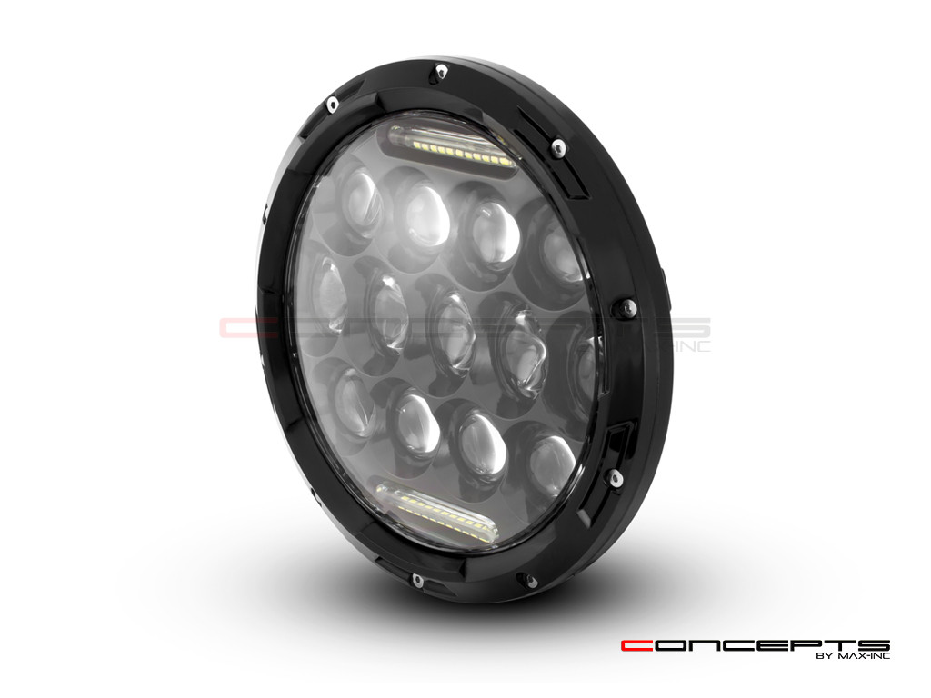 7" Black Multi Projector LED Headlight + DRL Insert - 75w