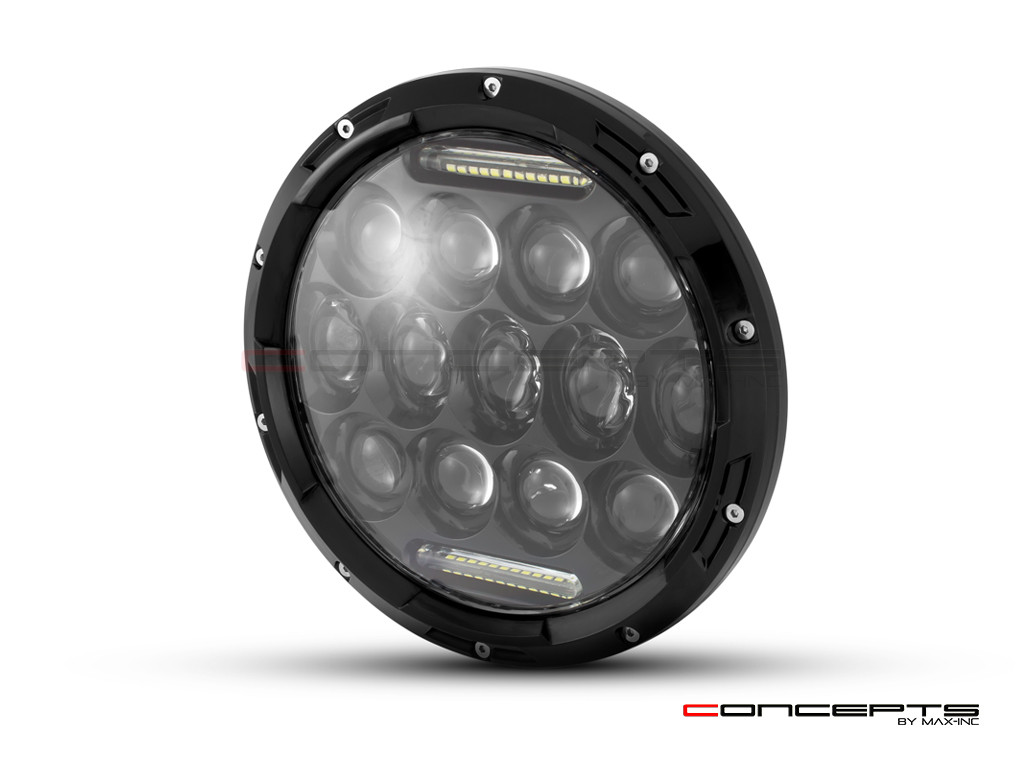 7" Black Multi Projector LED Headlight + DRL Insert - 75w