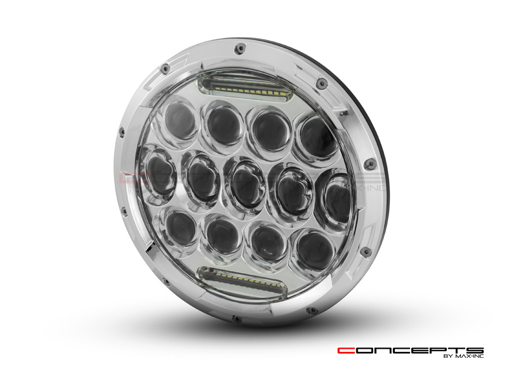 7" Chrome Multi Projector LED Headlight + DRL Insert - 75w