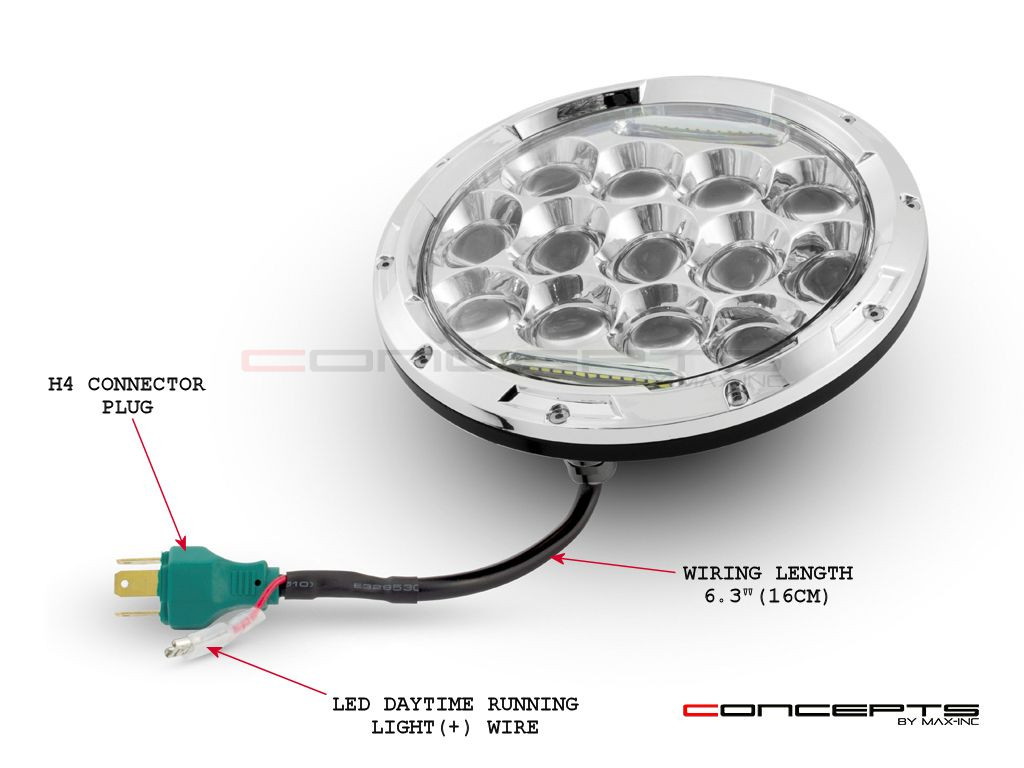 7" Chrome Multi Projector LED Headlight + DRL Insert - 75w