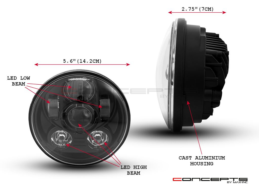 5.75" Black Six Projector LED Headlight Insert - 45w