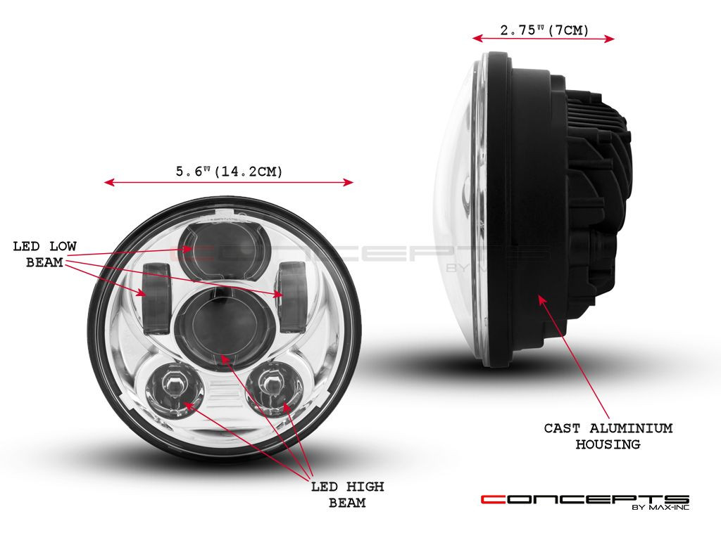 5.75" Chrome Six Projector LED Headlight Insert - 45w