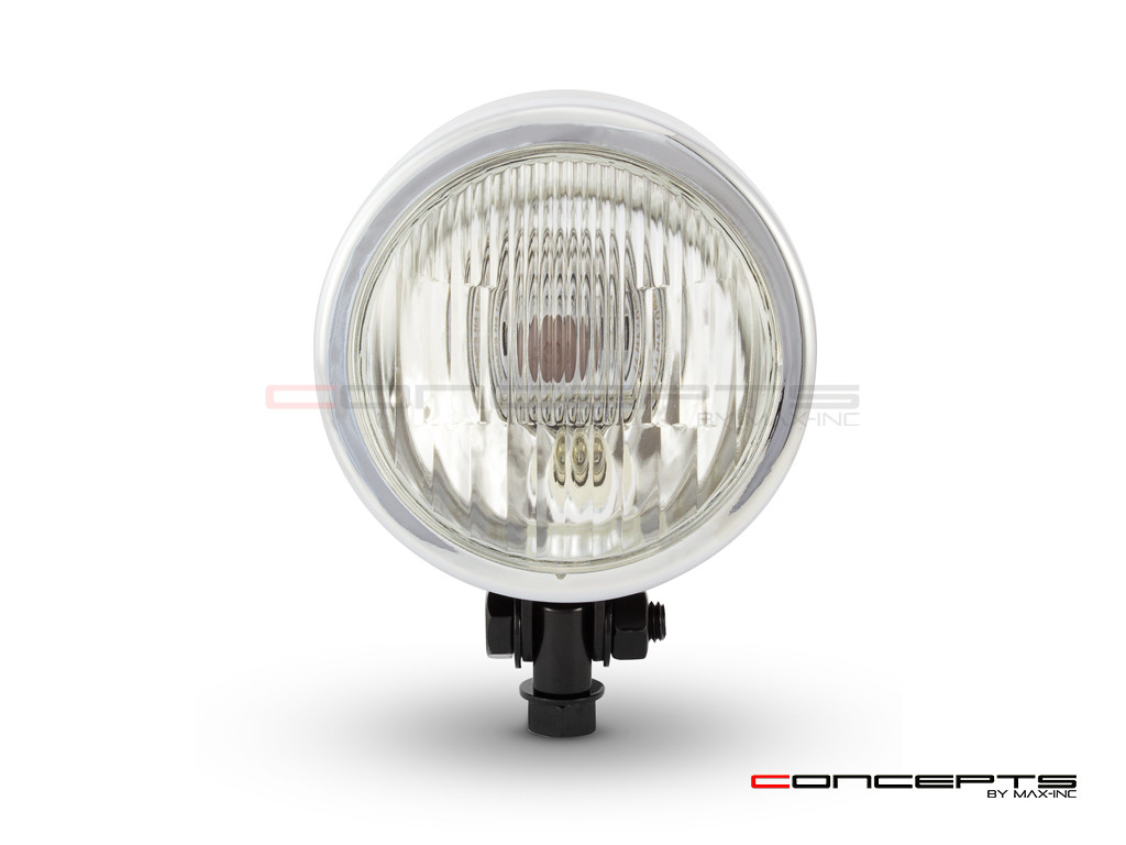 4.5" Black + Chrome Metal Custom Headlight - 12v / 55w