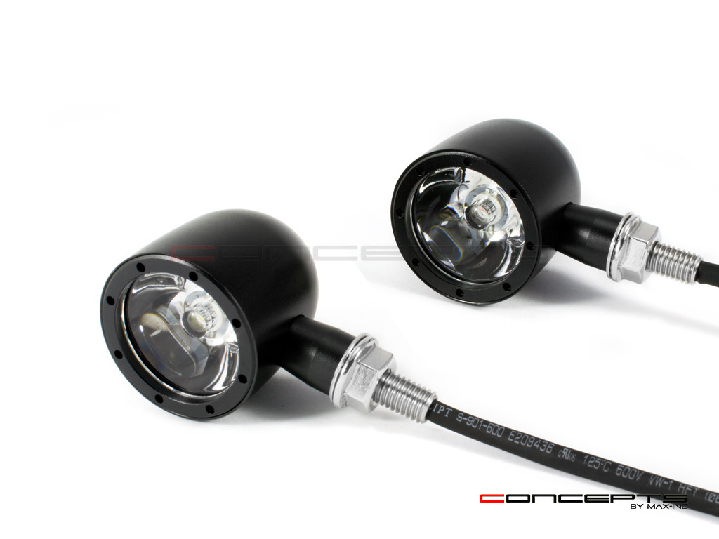 Black CNC Machined Billet Alum Classic Integrated LED Stop / Tail Lights + Turn Signals