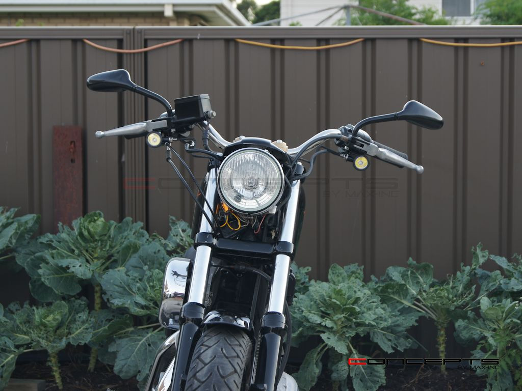 Black CNC Machined Billet Alum Classic Integrated LED Turn Signals + Daytime Running Lights