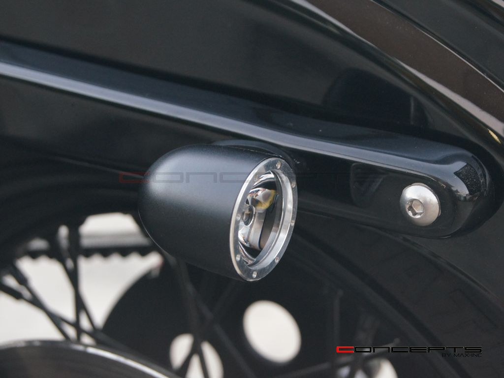 Black + Alum Bezel CNC Machined Billet Alum Classic Integrated LED Stop / Tail Lights + Turn Signals