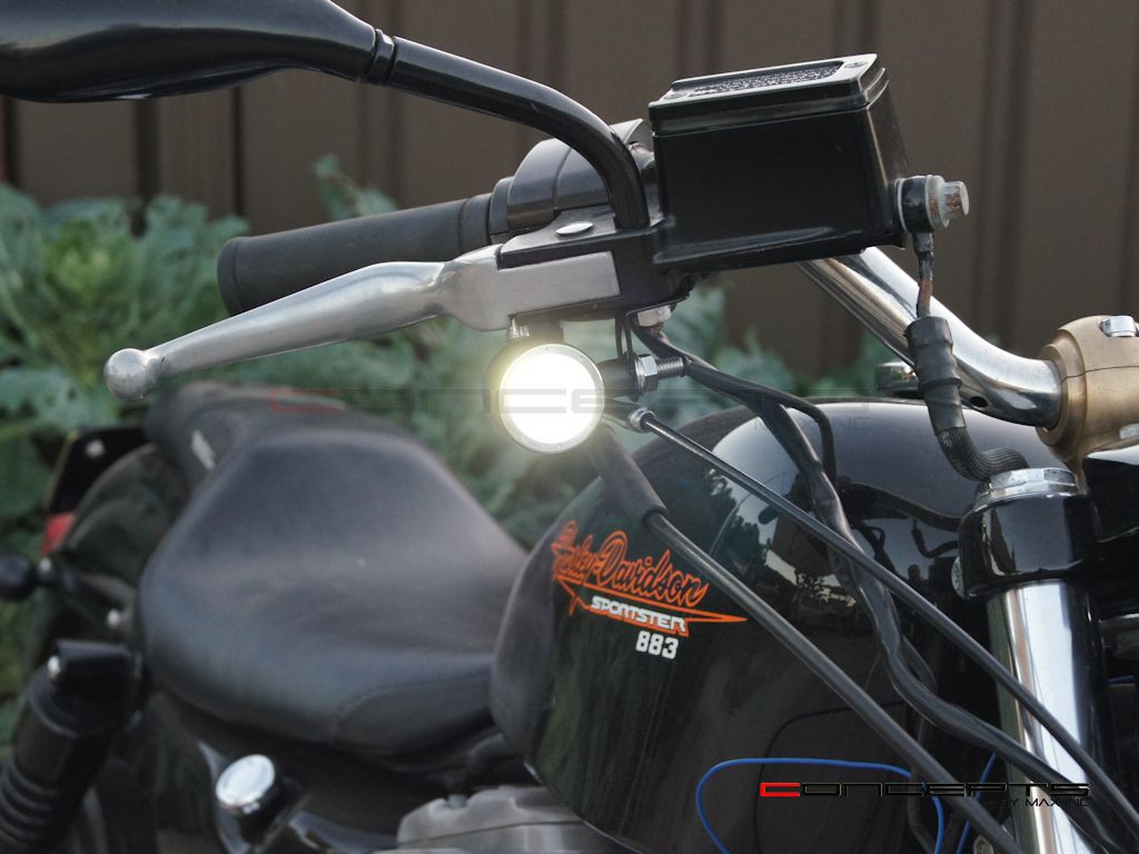 Black + Alum Bezel CNC Machined Billet Alum Classic Integrated LED Turn Signals + Daytime Running Lights