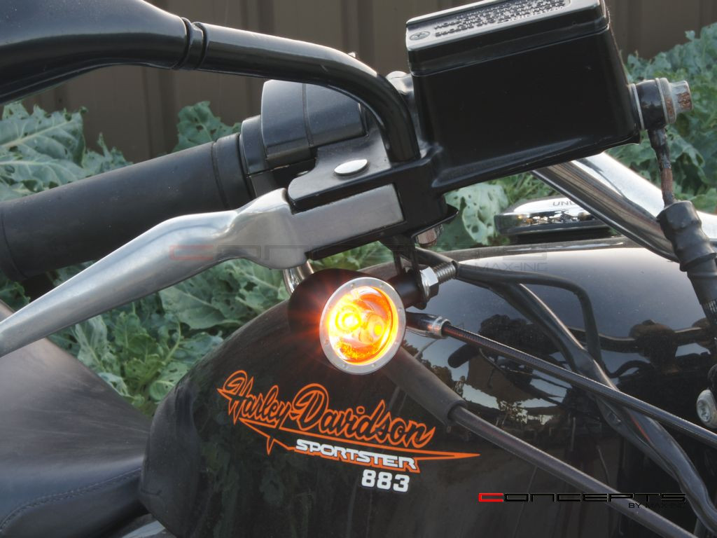 Set Of 4 Black + Alum Bezel CNC Machined Billet Alum Classic Integrated Front & Rear Turn Signals