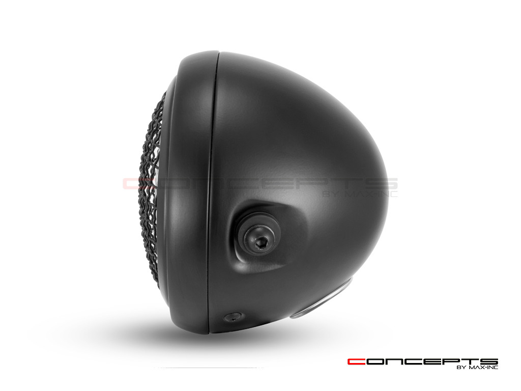 6" Matte Black Universal Metal Headlight + Mesh Grill