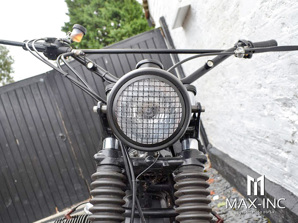 6" Matte Black Universal Metal Headlight + Mesh Grill