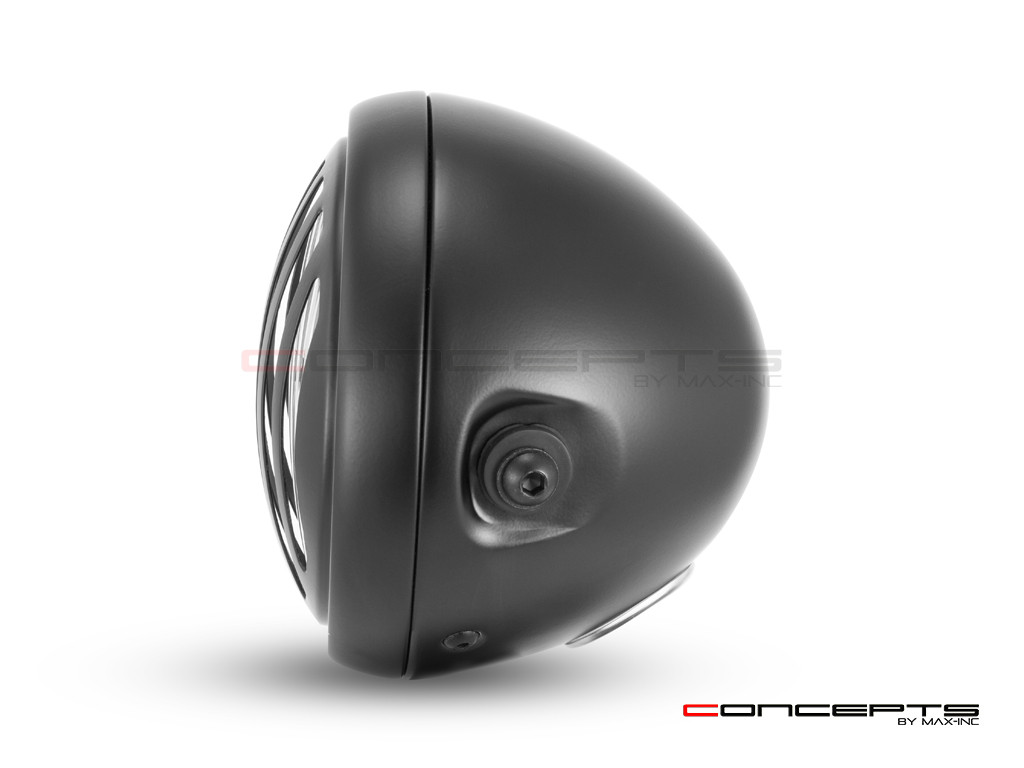 6" Matte Black Universal Metal Headlight + Prison Grill - Emarked