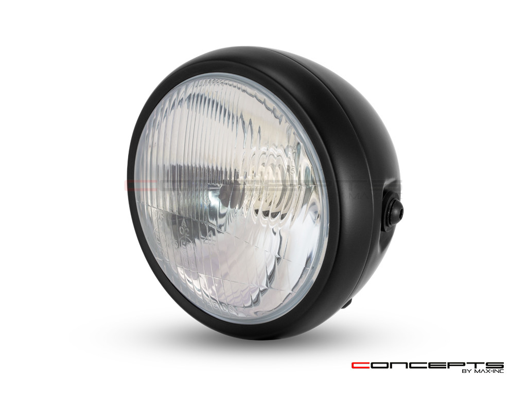 6" Matte Black Universal Metal Classic Headlight - Emarked