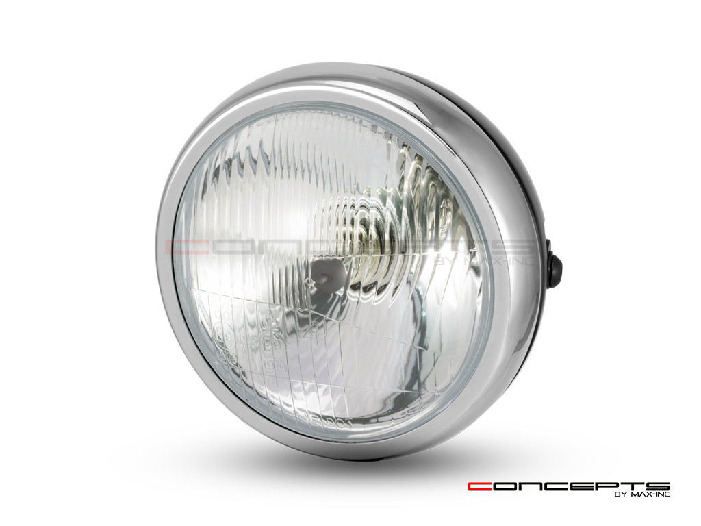  6" Matte Black + Chrome Universal Metal Classic Headlight 