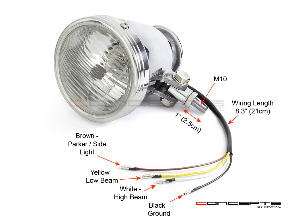 4.5" Polished Alloy Bottom Mount Vintage Style Universal Headlight