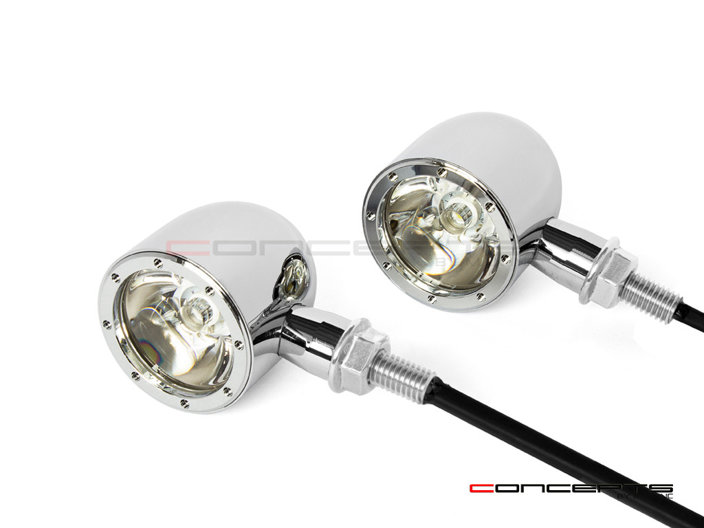 Chrome CNC Machined Billet Alum Classic Integrated LED Stop / Tail Lights + Turn Signals