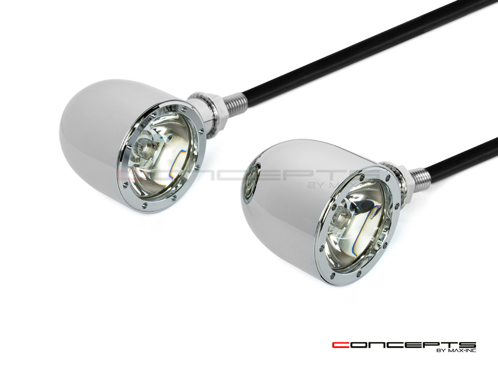 Chrome CNC Machined Billet Alum Classic Integrated LED Turn Signals + Daytime Running Lights