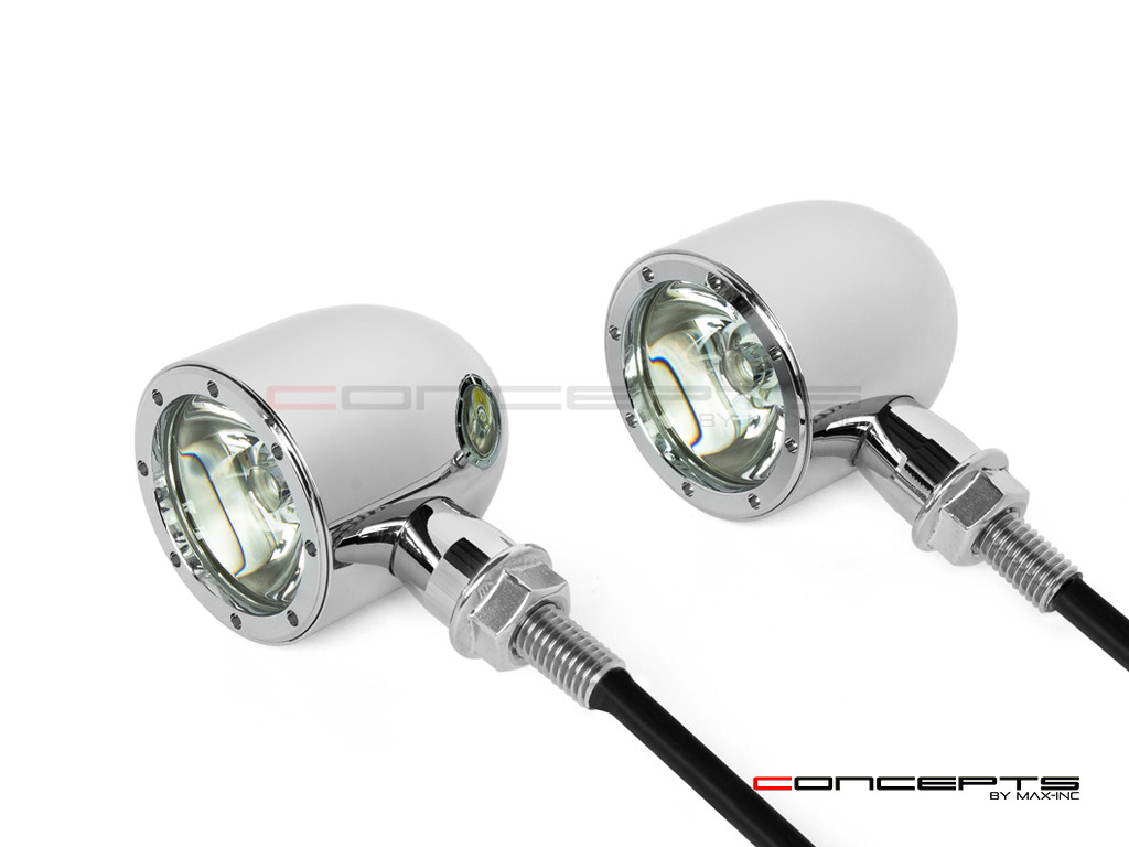 Chrome CNC Machined Billet Alum Classic Integrated LED Turn Signals + Daytime Running Lights