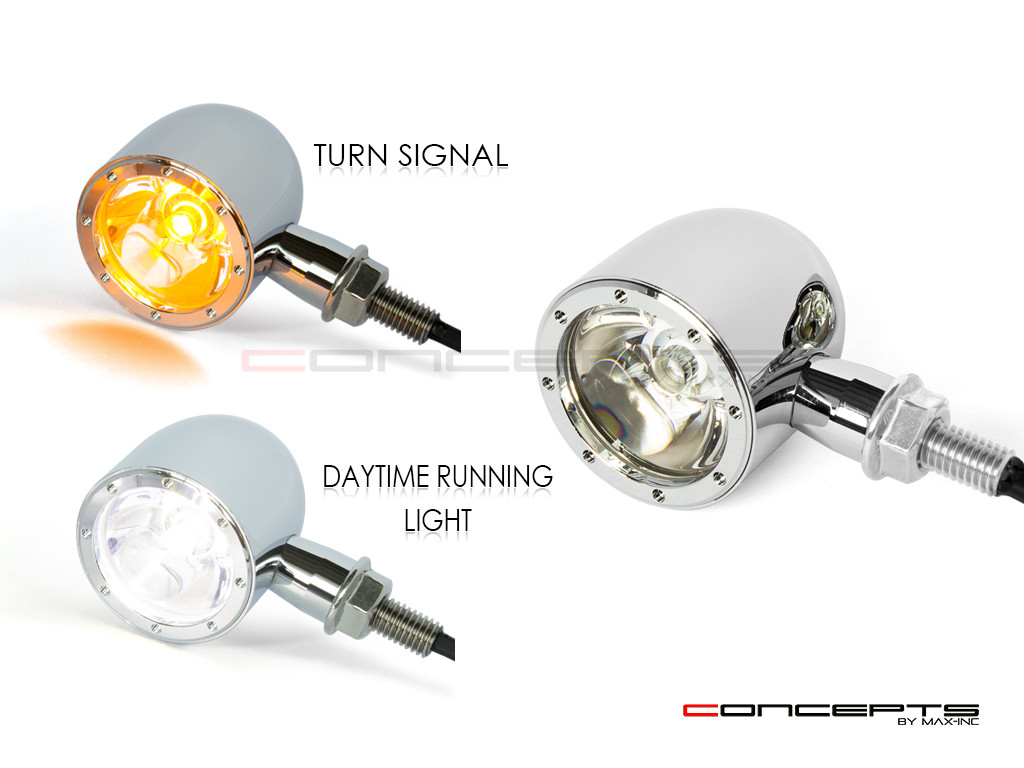 Set Of 4 Chrome CNC Machined Billet Alum Classic Integrated Front & Rear Turn Signals