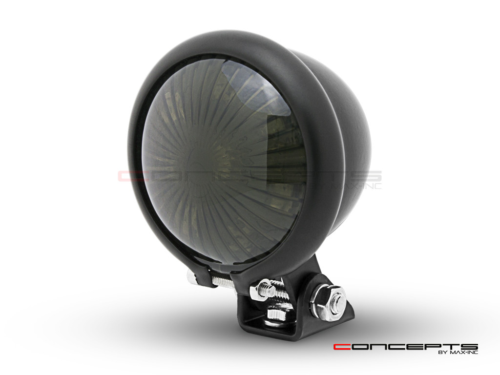 Matte Black Mini Bates LED Stop / Tail Light - Smoked Lens
