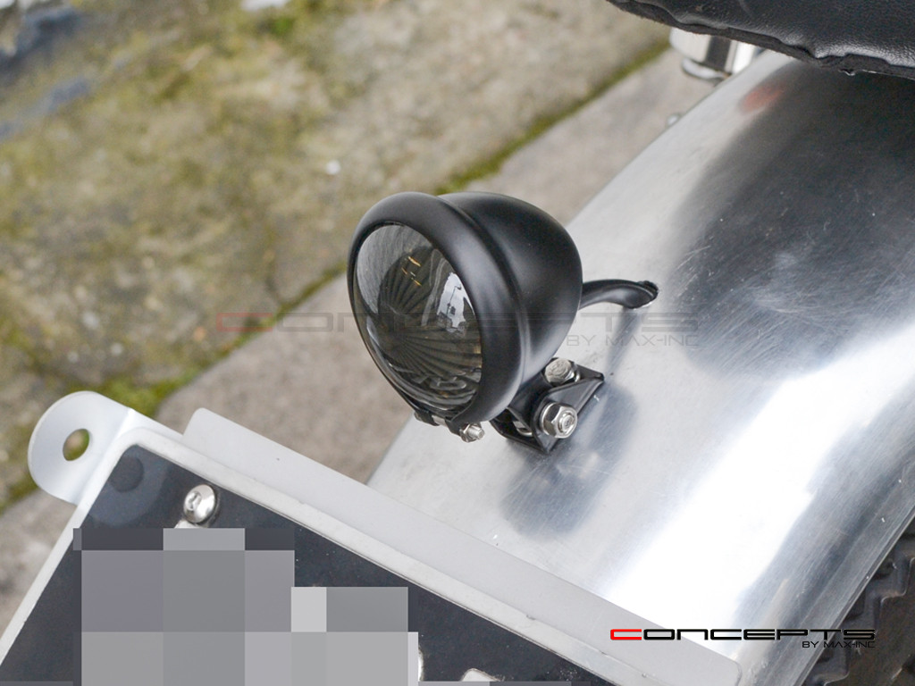 Matte Black Mini Bates LED Stop / Tail Light - Smoked Lens